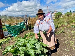 Elsa planting vegetables