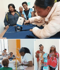 Women participating in the Weaving Opportunities sewing project